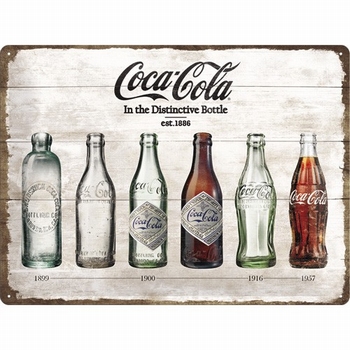 Coca cola timeline flessen reclamebord met Relief