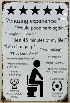Toilet WC Revieuws ervaringen reclamebord metaal