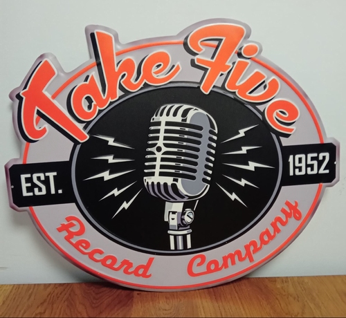 Take five record studio microfoon reclamebord