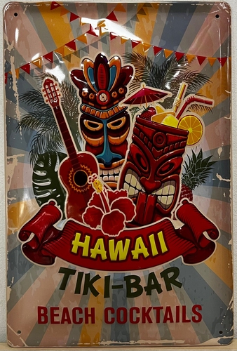 Tiki Bar Beach Cocktails wandbord metaal
