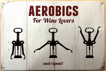 Wijn Aerobics wandbord metaal