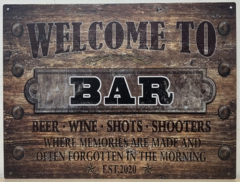 Welcome to Bar houtlook reclamebord