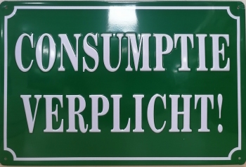 Consumptie verplicht relief wandbord
