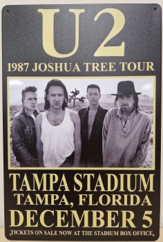 U2 Joshua Tree tour 1987 Florida wandbord metaal 30x20