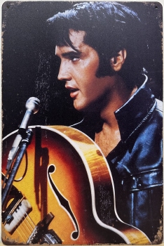 Elvis Presley Bruine gitaar Reclamebord metaal
