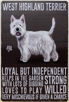 West Highland Terrier hond Eigenschappen wandbord