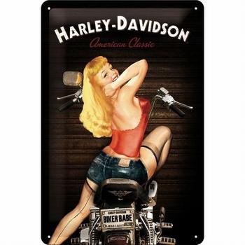 Harley davidson Biker babe metalen relief bord